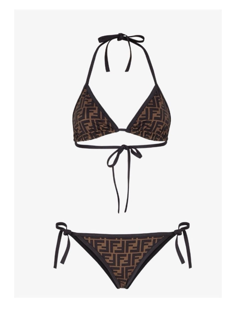 Fendi Brown and Black Monogram Triangle Bikini
